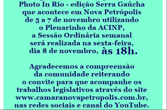 COMUNICADO SESSÃO ORDINÁRIA